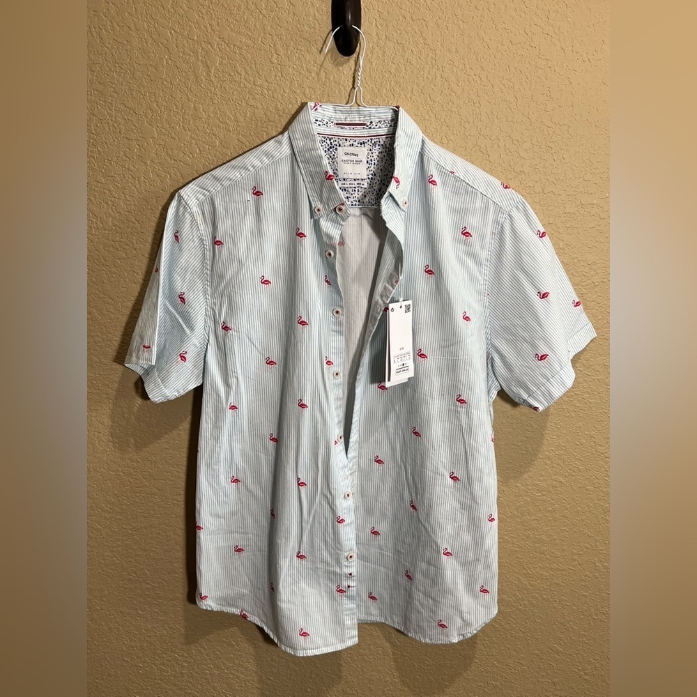 🆕 Cactus Blue and Pink Flamingo Casual Shirt